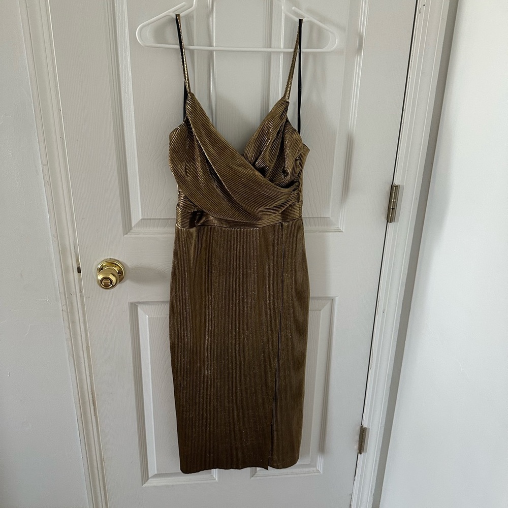 Lulu’s Gold Pleated Dress